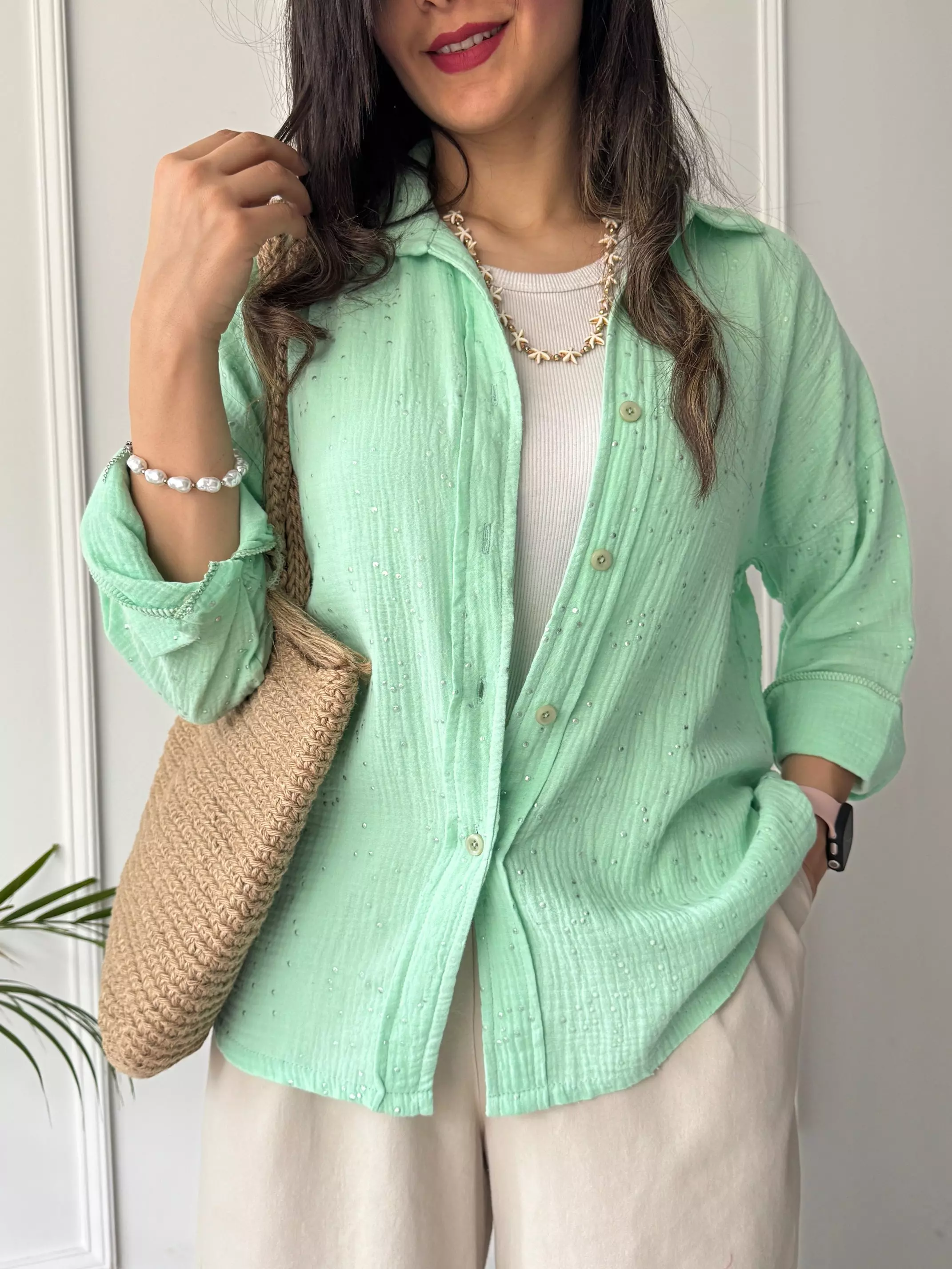 مانتو شومیزی پاستیلی میلانی